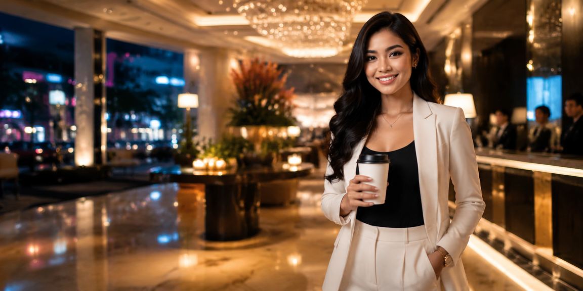 Pengguna menikmati bonus cashback saat bersantai di kafe Vietnam