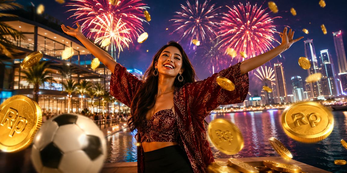 Penggemar sepak bola menyaksikan pertandingan sambil menggunakan platform taruhan di festival